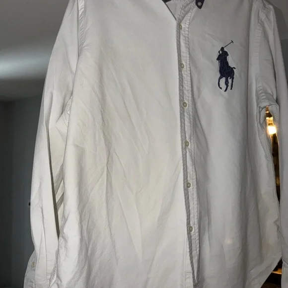 Ralph Lauren White Shirt with Navy Logo - Picture 2 of 9